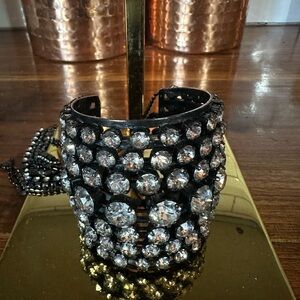 Elegant Black and Silver Crystal Bracelet by designer Erickson Beamon